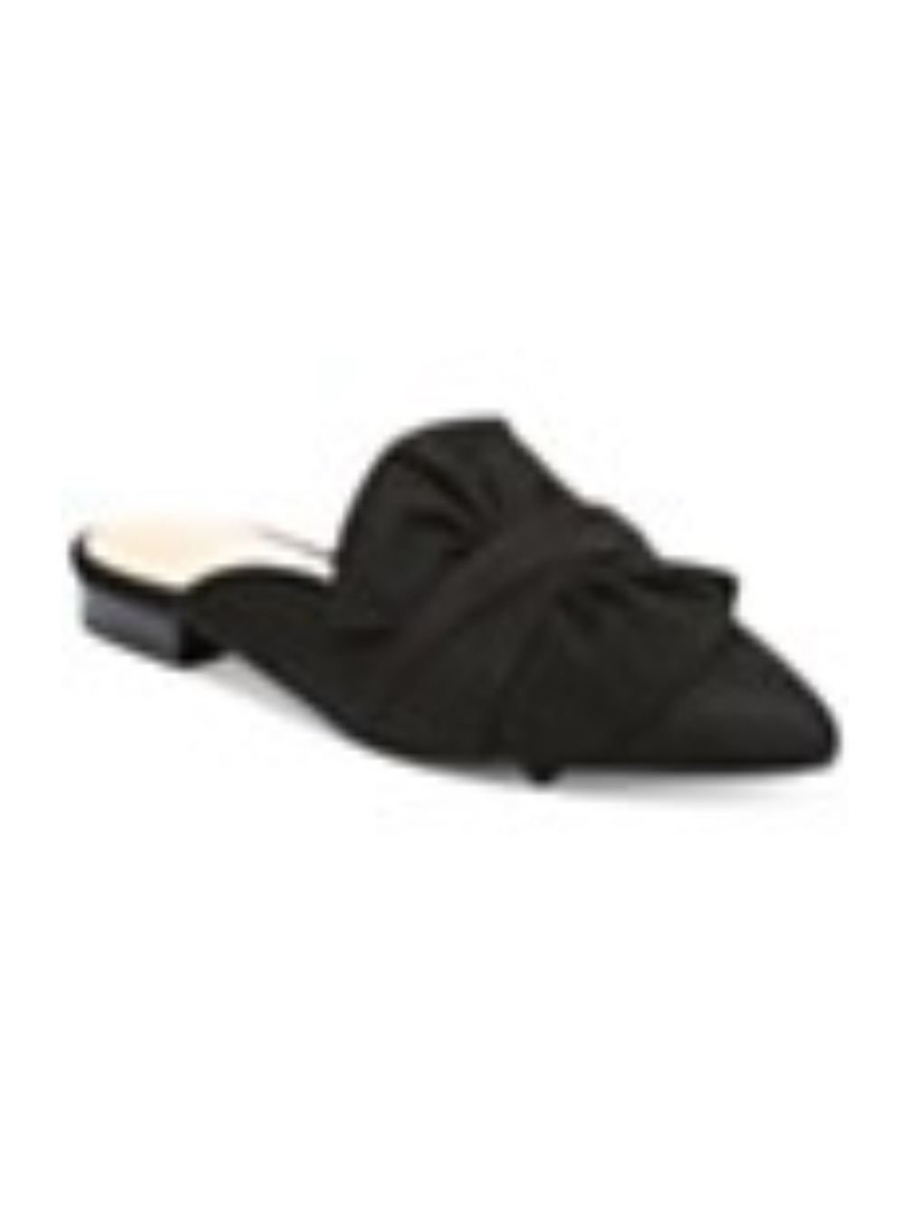 Bar III Palace black pointed toe mules with knotted detail